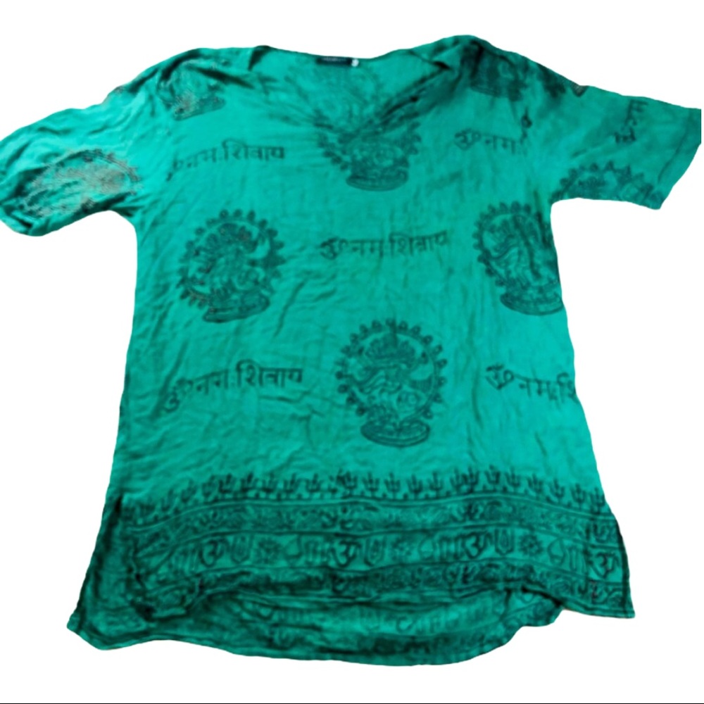 EARTHBOUND Black and Green Relaxed Short Sleeve Tunic